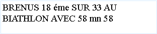Zone de Texte: BRENUS 18 me SUR 33 AU BIATHLON AVEC 58 mn 58
